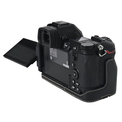 For Nikon Z6 III Camera Case with Shoulder Strap Large Cutout Litchi Texture PU Leather Protective Cover