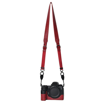 For Nikon Z6 III Camera Case with Shoulder Strap Large Cutout Litchi Texture PU Leather Protective Cover