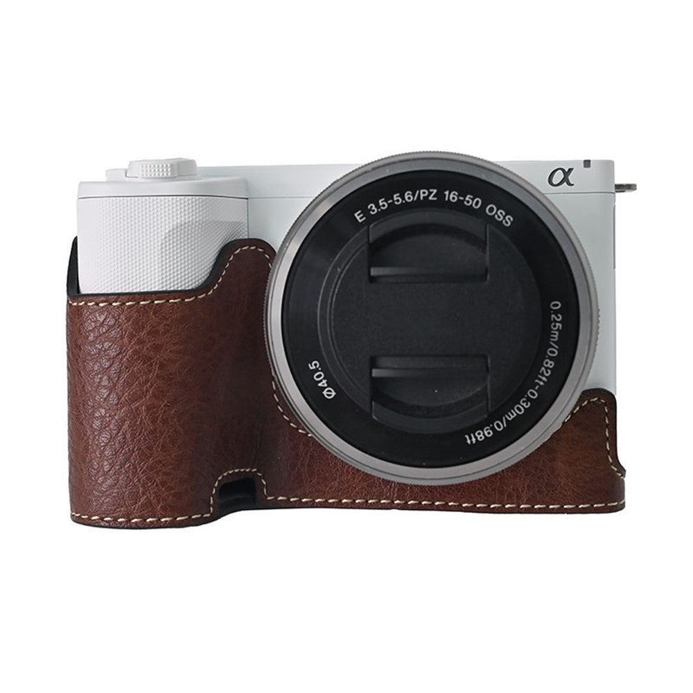 For Sony Alpha ZV-E10 II Camera Case Large Cutout Litchi Texture PU Leather Protective Cover