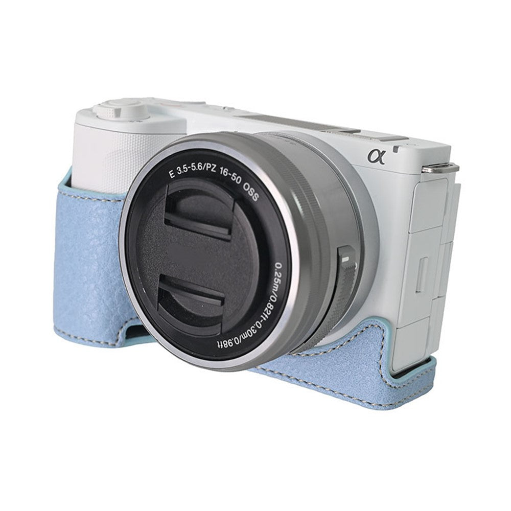 For Sony Alpha ZV-E10 II Camera Case with Shoulder Strap Large Cutout Litchi Texture PU Protective Cover