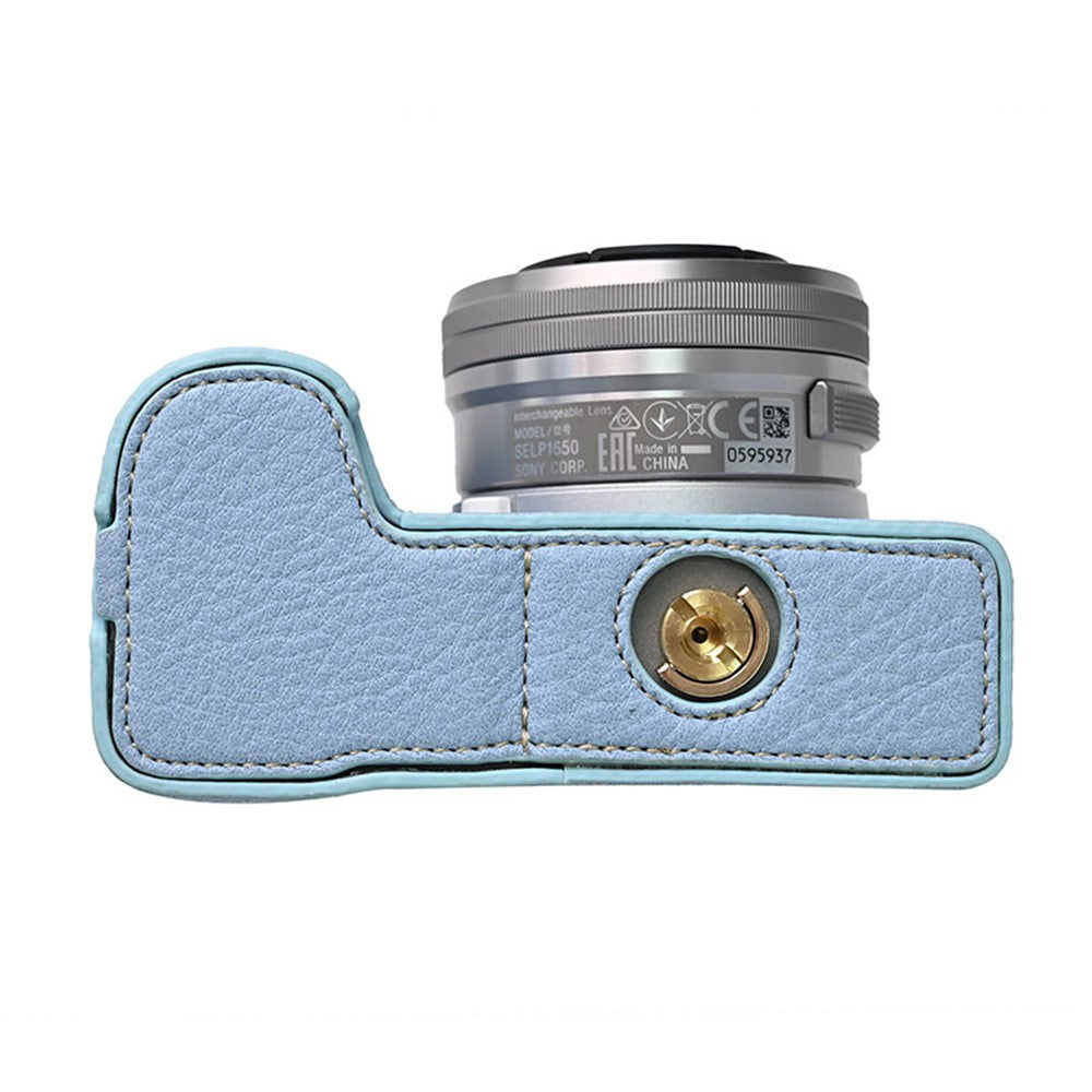 For Sony Alpha ZV-E10 II Camera Case with Shoulder Strap Large Cutout Litchi Texture PU Protective Cover
