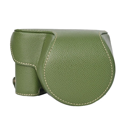 For Sony Alpha ZV-E10 II Textured PU Leather Camera Case with Battery Hole + Strap + Lens Storage Bag