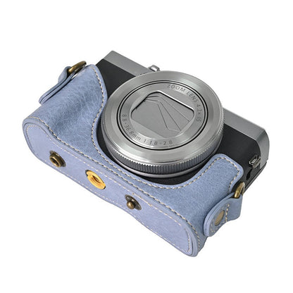 For Canon G7 X Mark II / G7 X Mark III Litchi Textured PU Leather Camera Case with Shoulder Strap