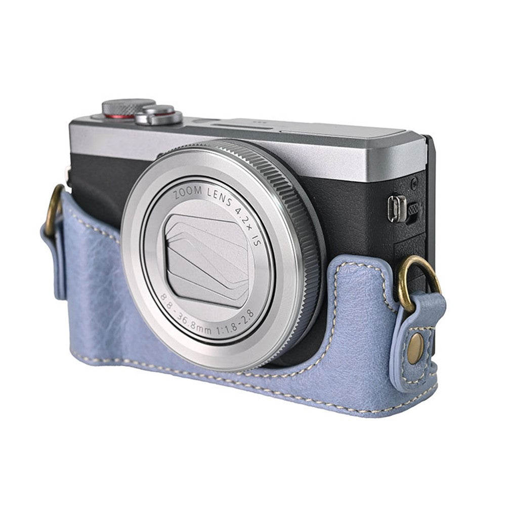 For Canon G7 X Mark II / G7 X Mark III Litchi Textured PU Leather Camera Case with Shoulder Strap