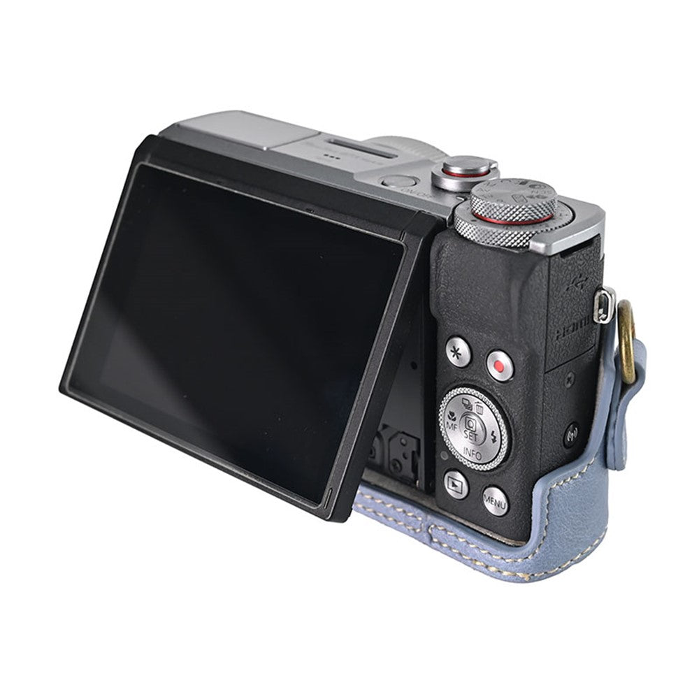 For Canon G7 X Mark II / G7 X Mark III Litchi Textured PU Leather Camera Case with Shoulder Strap