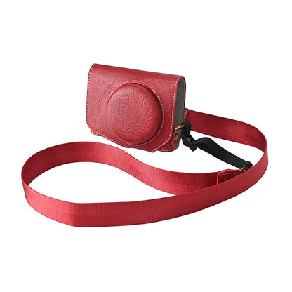 For Canon G7 X Mark II / G7 X Mark III Litchi Textured PU Leather Camera Case with Shoulder Strap
