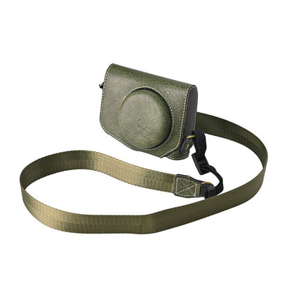 For Canon G7 X Mark II / G7 X Mark III Litchi Textured PU Leather Camera Case with Shoulder Strap