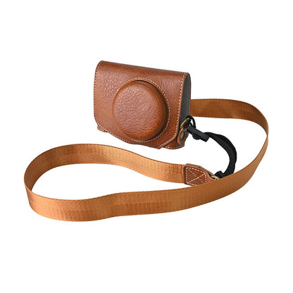 For Canon G7 X Mark II / G7 X Mark III Litchi Textured PU Leather Camera Case with Shoulder Strap