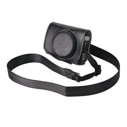 For Canon G7 X Mark II / G7 X Mark III Litchi Textured PU Leather Camera Case with Shoulder Strap
