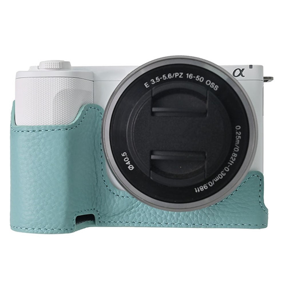 For Sony Alpha ZV-E10 II Camera Case Large Cutout Genuine Cow Leather Protective Cover