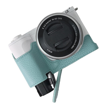 For Sony Alpha ZV-E10 II Camera Case Large Cutout Genuine Cow Leather Protective Cover