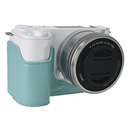 For Sony Alpha ZV-E10 II Camera Case Large Cutout Genuine Cow Leather Protective Cover