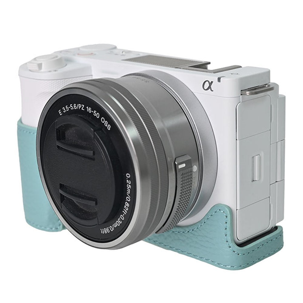 For Sony Alpha ZV-E10 II Camera Case Large Cutout Genuine Cow Leather Protective Cover