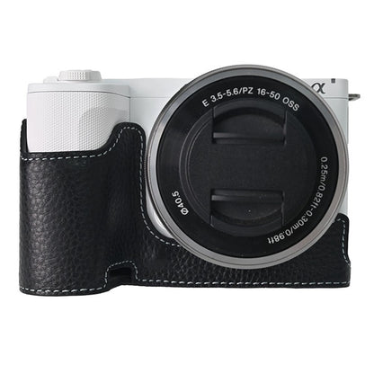 For Sony Alpha ZV-E10 II Camera Case Large Cutout Genuine Cow Leather Protective Cover