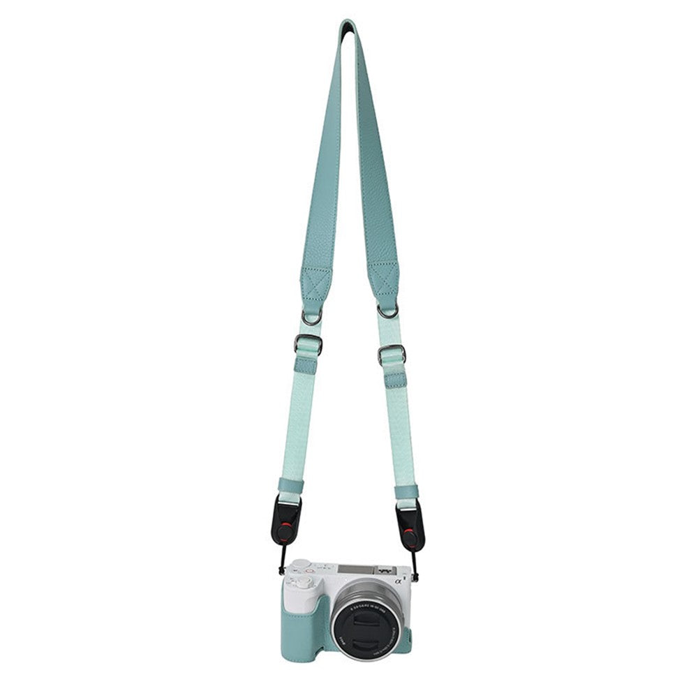 For Sony Alpha ZV-E10 II Camera Case Large Opening Genuine Cow Leather Protector with Shoulder Strap