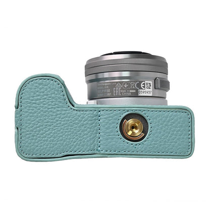 For Sony Alpha ZV-E10 II Camera Case Large Opening Genuine Cow Leather Protector with Shoulder Strap