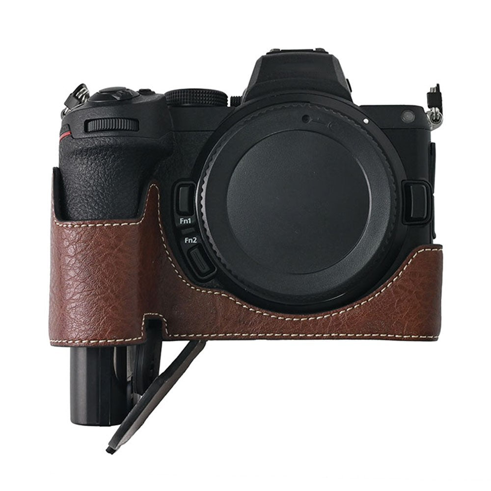 For Nikon Z 5 / Z 6 II / Z 7 II Camera Case with Shoulder Strap Large Cutout Litchi Texture PU Protective Cover