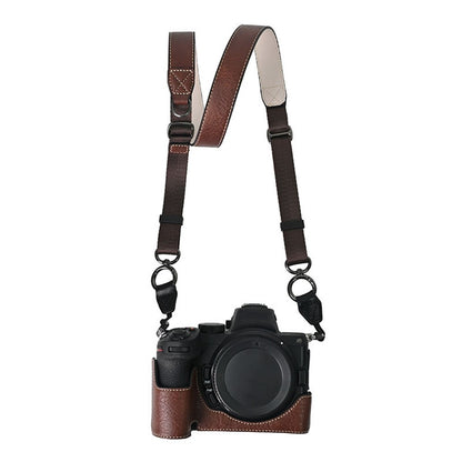 For Nikon Z 5 / Z 6 II / Z 7 II Camera Case with Shoulder Strap Large Cutout Litchi Texture PU Protective Cover