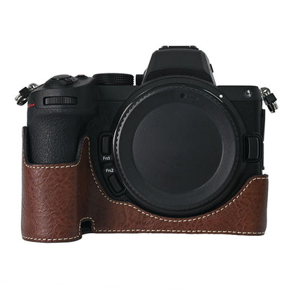For Nikon Z 5 / Z 6 II / Z 7 II Camera Case with Shoulder Strap Large Cutout Litchi Texture PU Protective Cover
