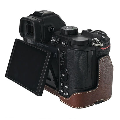 For Nikon Z 5 / Z 6 II / Z 7 II Camera Case with Shoulder Strap Large Cutout Litchi Texture PU Protective Cover