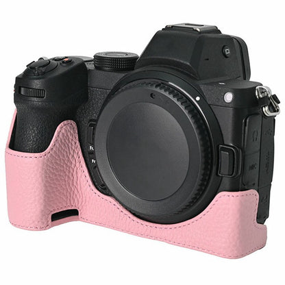 For Nikon Z 5 / Z 6 II / Z 7 II Camera Case Large Cutout Genuine Cow Leather Protective Cover