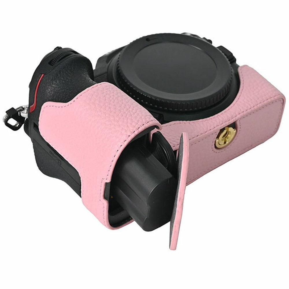 For Nikon Z 5 / Z 6 II / Z 7 II Camera Case Large Cutout Genuine Cow Leather Protective Cover
