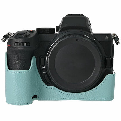 For Nikon Z 5 / Z 6 II / Z 7 II Camera Case Large Cutout Genuine Cow Leather Protective Cover