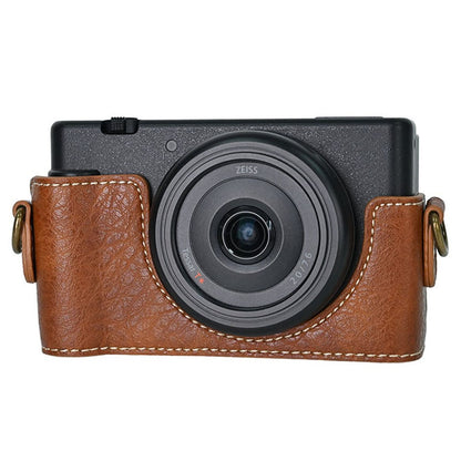 For Sony ZV-1F Protective Cover Litchi Textured PU Leather Camera Case with Shoulder Strap