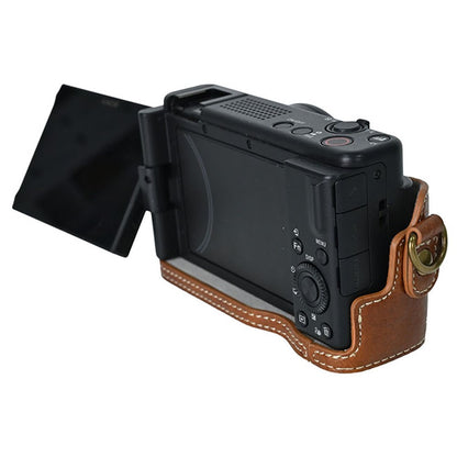For Sony ZV-1F Protective Cover Litchi Textured PU Leather Camera Case with Shoulder Strap