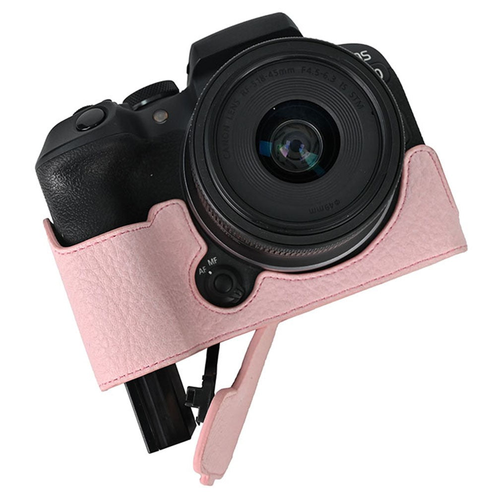 For Canon EOS R10 Camera Case Large Cutout Litchi Texture PU Leather Protective Cover