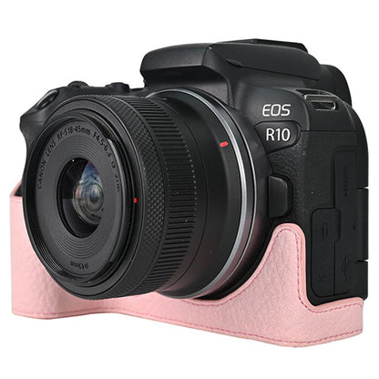 For Canon EOS R10 Camera Case Large Cutout Litchi Texture PU Leather Protective Cover