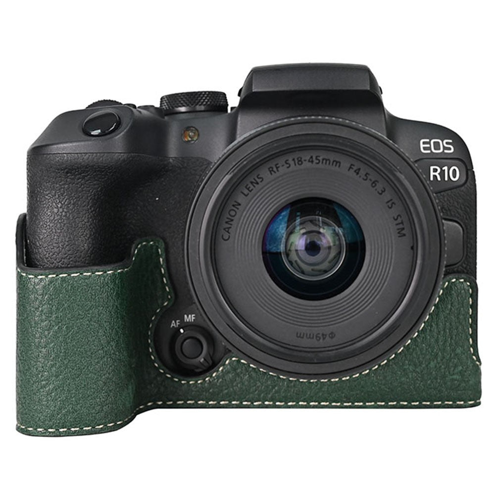 For Canon EOS R10 Camera Case Large Cutout Litchi Texture PU Leather Protective Cover