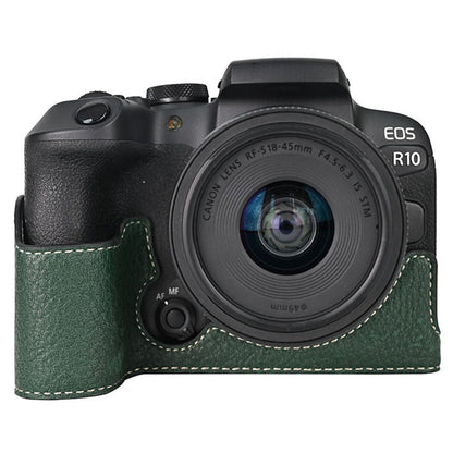 For Canon EOS R10 Camera Case Large Cutout Litchi Texture PU Leather Protective Cover
