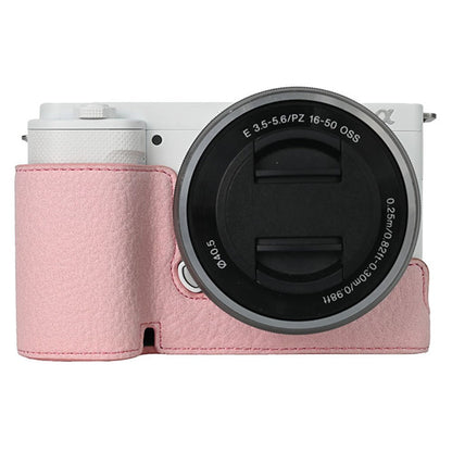 For Sony ZV-E10 Camera Bottom Case Half Body Leather Cover with Battery Opening