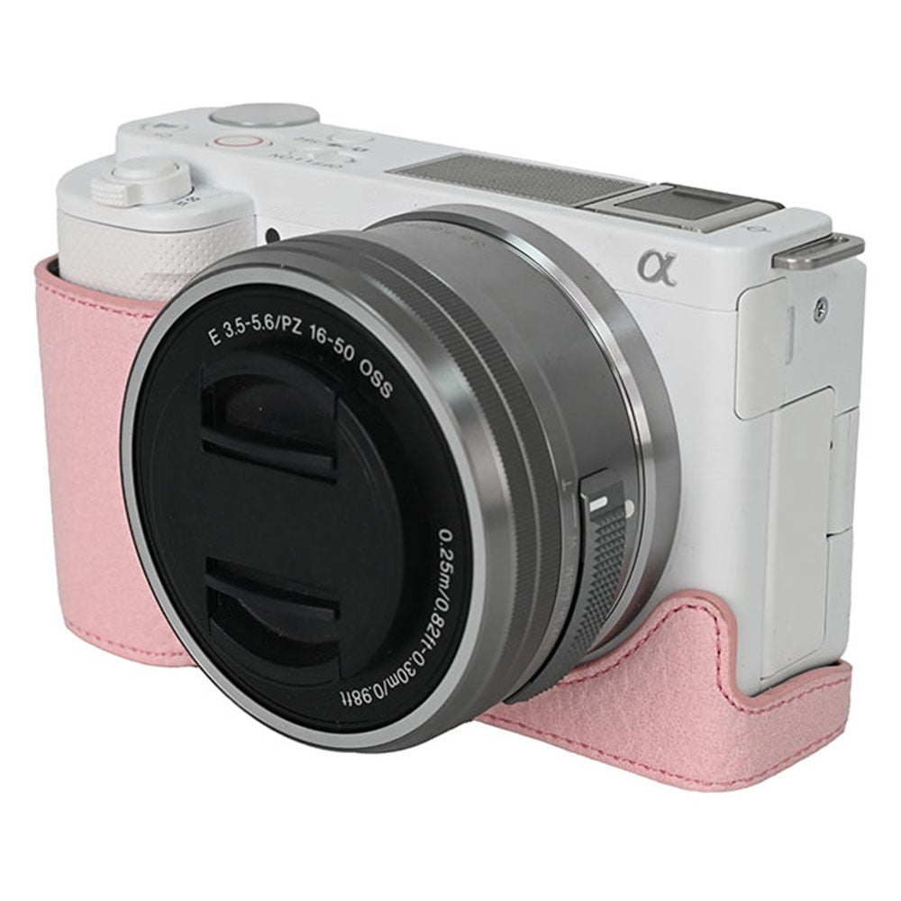 For Sony ZV-E10 Camera Bottom Case Half Body Leather Cover with Battery Opening