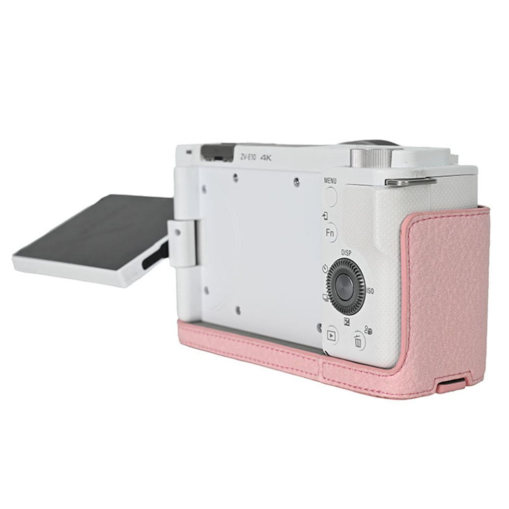 For Sony ZV-E10 Camera Bottom Case Half Body Leather Cover with Battery Opening