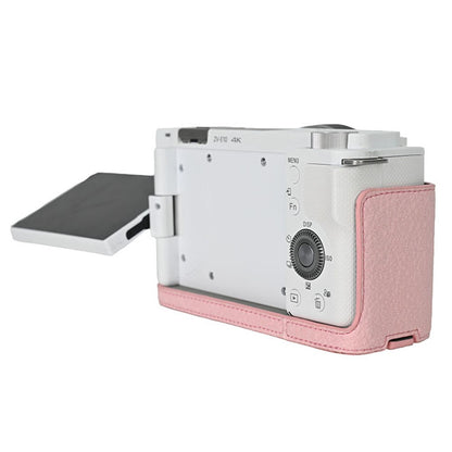 For Sony ZV-E10 Camera Bottom Case Half Body Leather Cover with Battery Opening