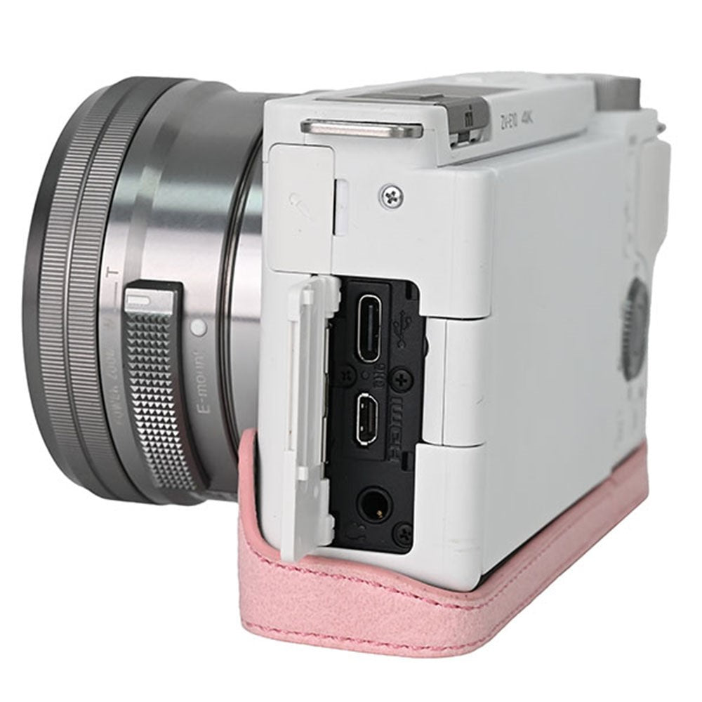 For Sony ZV-E10 Camera Bottom Case Half Body Leather Cover with Battery Opening