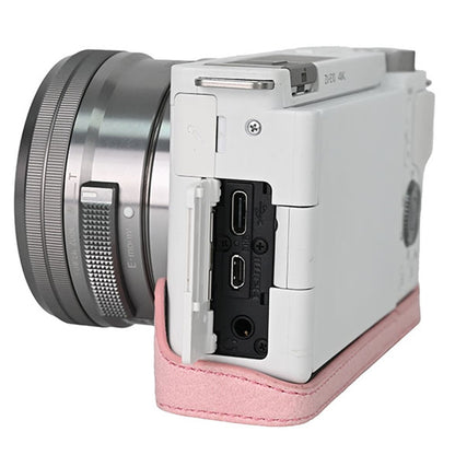 For Sony ZV-E10 Camera Bottom Case Half Body Leather Cover with Battery Opening