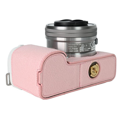 For Sony ZV-E10 Camera Bottom Case Half Body Leather Cover with Battery Opening