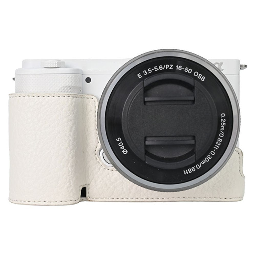 For Sony ZV-E10 Camera Bottom Case Half Body Leather Cover with Battery Opening
