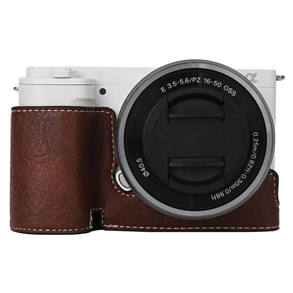 For Sony ZV-E10 Camera Bottom Case Half Body Leather Cover with Battery Opening