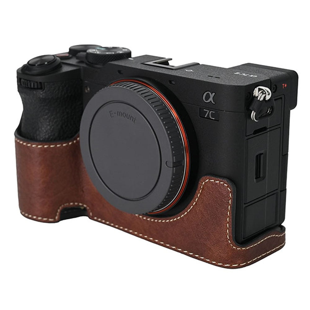 For Sony A7C II / A7CR Camera Case Large Cutout Litchi Texture PU Leather Protective Cover