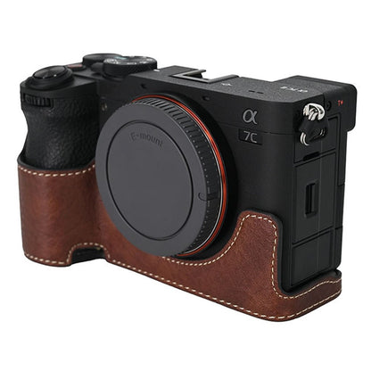 For Sony A7C II / A7CR Camera Case Large Cutout Litchi Texture PU Leather Protective Cover