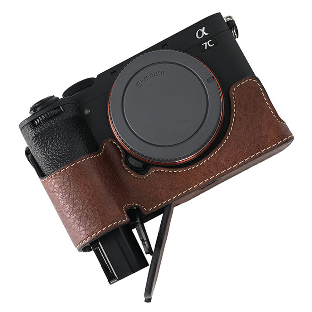 For Sony A7C II / A7CR Camera Case Large Cutout Litchi Texture PU Leather Protective Cover