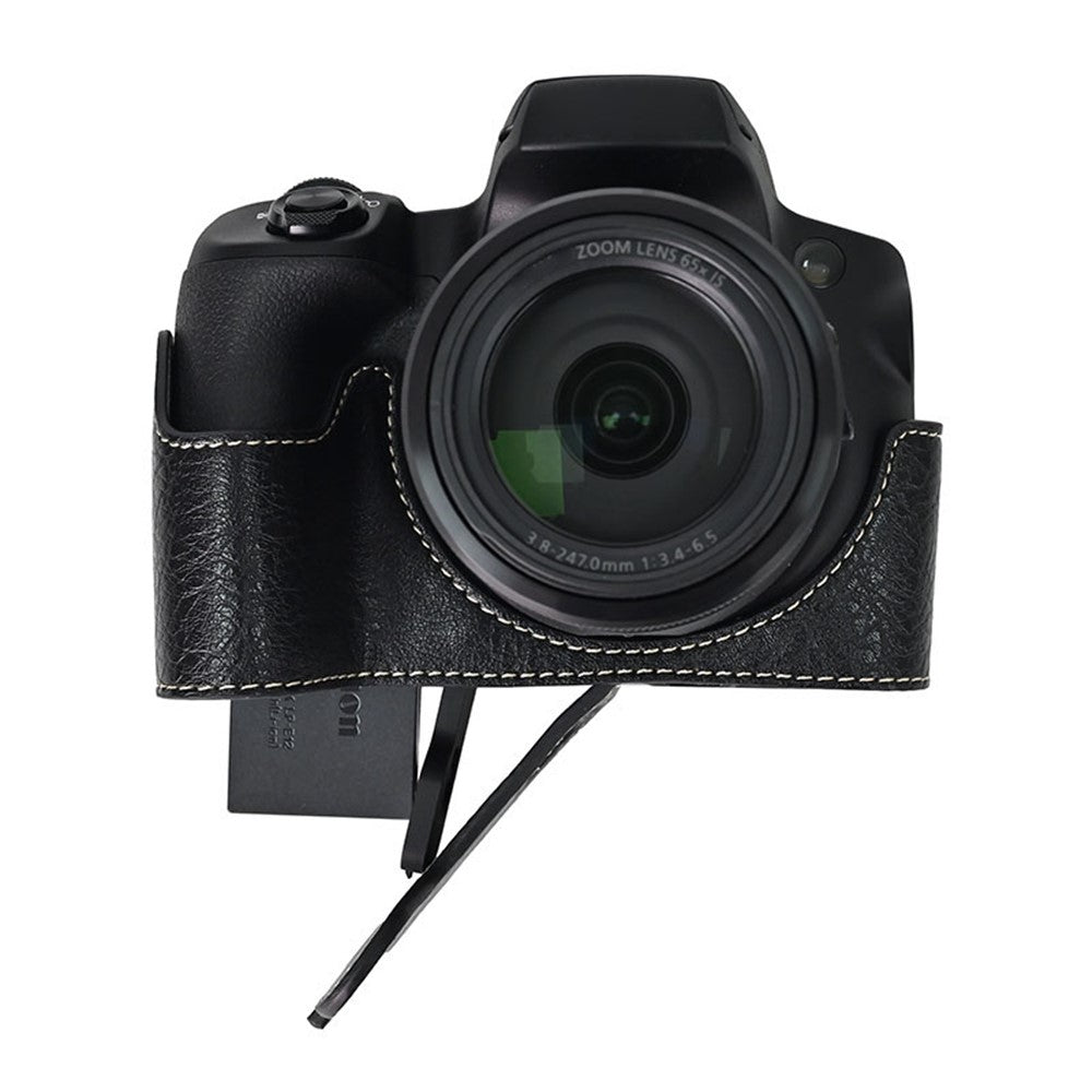 For Canon SX70 HS Camera Case Large Cutout Litchi Texture PU Leather Protective Cover