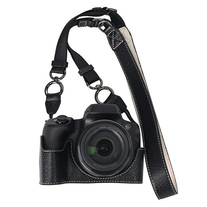 For Canon SX70 HS Camera Case with Shoulder Strap Large Cutout Litchi Texture PU Protective Cover