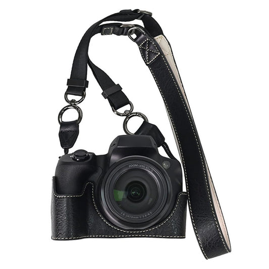 For Canon SX70 HS Camera Case with Shoulder Strap Large Cutout Litchi Texture PU Protective Cover