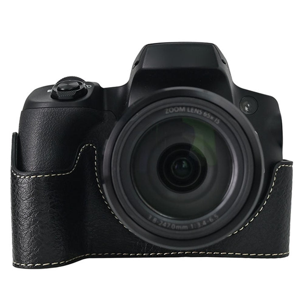 For Canon SX70 HS Camera Case with Shoulder Strap Large Cutout Litchi Texture PU Protective Cover