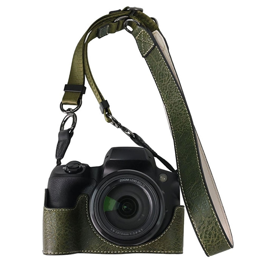 For Canon SX70 HS Camera Case with Shoulder Strap Large Cutout Litchi Texture PU Protective Cover